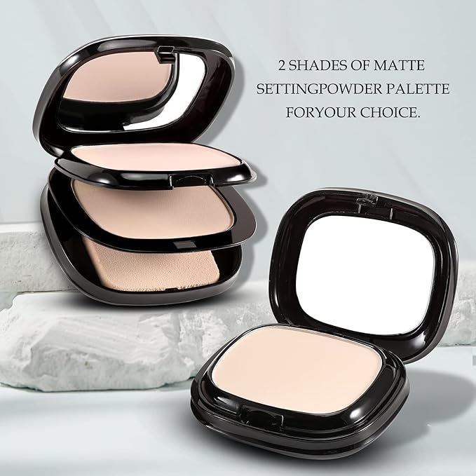 Boobeen 2 Layers Setting Powder - Matte Finishing Face Powder Compact - Light Shade - Long-Lasting Oil Control