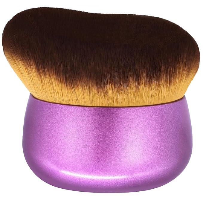 FUNAN Extra Large Body Makeup Brush For Self Tanner, Bronzer Blend &Self Tan Back Applicator, 75mm Wide-headed Kabuki Brush, Oval Face Neck Body Leg Tanning Makeup purple