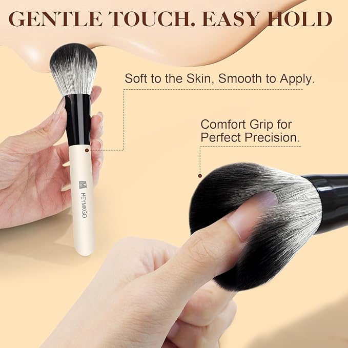 HEYMKGO Makeup Brushes, 16Pcs Brush Kit Premium Synthetic Foundation Powder Contour Concealer Blush Highlighter Brush Set with 2Pcs Makeup Sponge and 4Pcs Hair Clips for Women
