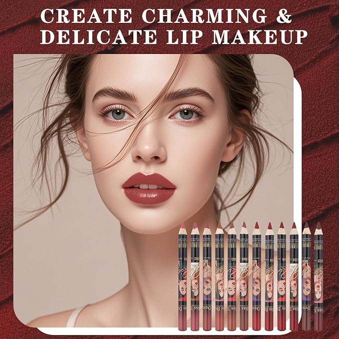 12PCS Lip Liner Pencils Set Pack for Shaping & Sculpting Lips, Modifieddark Lip Color Lipsticks,Long-Lasting Waterproof Lipsticks. (03, Color)