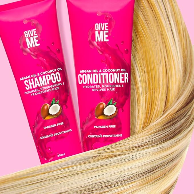 Give Me Cosmetics Conditioner for Dry Hair, Nourishes & Strengthens, Intense Hydration, Argan and Coconut Oil plus Betaine Provitamins B5, Paraben Free