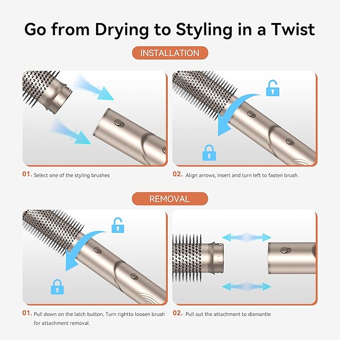 5-in-1 Professional Hair Dryer Brush, Effortless Auto-Wrap Curlers with 110,000 RPM High-Speed Motor, Fast Drying & Volumizing Without Heat Damage, Includes Storage Case - Best Gift for Women