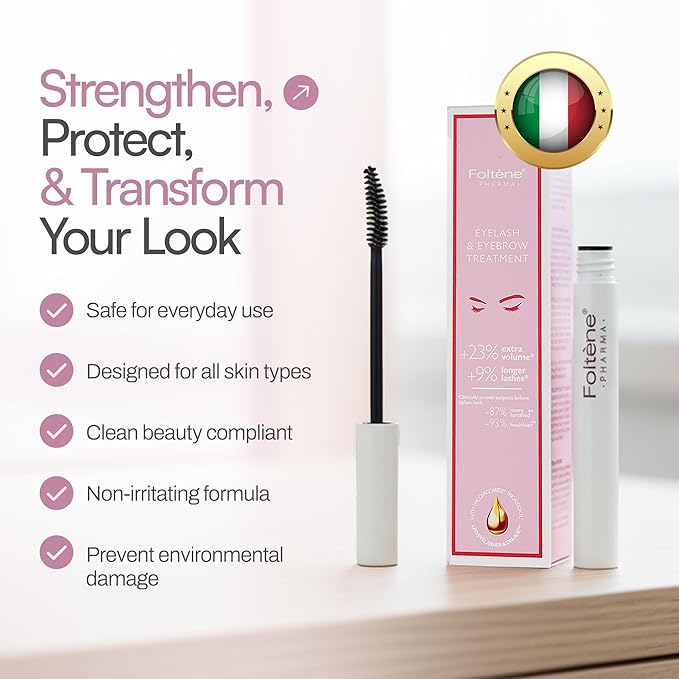 Foltene Eyelash & Eyebrow Treatment - Lash and Brow Serum with Applicator - Stimulate Growth for Thicker Longer Fuller Eyelashes & Eyebrows - Strengthening & Protective Effect - Nutrition Conditioner