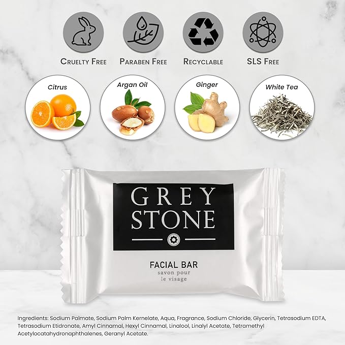 Greystone 0.7 oz. Facial Bar Soap (Case of 500) Hotel Travel Size, Individually Wrapped, Designed for Hospitality, Vacation Rentals, AirBNB, Motels, Guest Bathroom