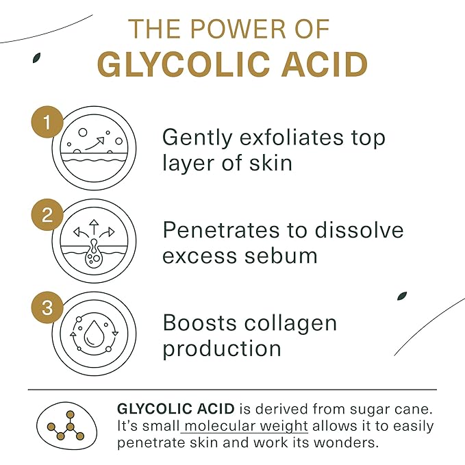 Botanic Tree Glycolic Acid Face Wash, Exfoliating Facial Cleanser and Scrub, 10% Glycolic Acid, AHA and Salicylic Acid, 6 fl. oz