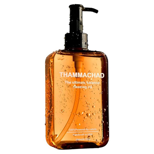 Thammachad Cleansing Oil – 100% Natural Makeup Remover with Moringa, Camellia & Frankincense | First‑Step Oil Cleanser for Dry & Sensitive Skin | Handcrafted in Small Batches in the USA, 200 ml
