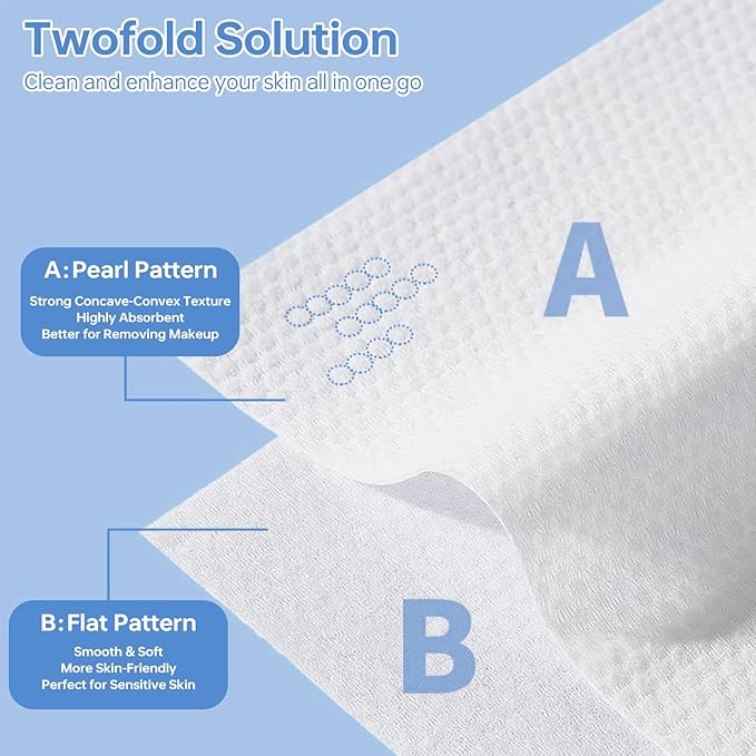 Disposable Face Towels 600 Count, Ultra Soft & Thick Facial Towels for Sensitive Skin, Biodegradable & Lint-Free Makeup Remover Dry Wipes, Multi-Purpose Cleansing Towelettes for Face Wipes