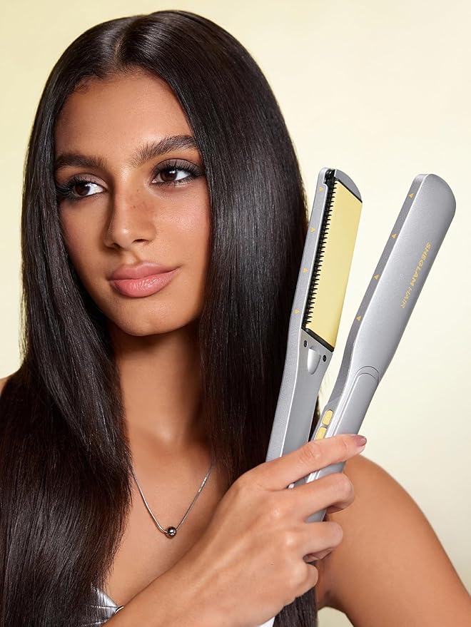 SHEGLAM Hair Straightener 1.5 inch Sleek Chic Wide Glide, 10 Million Negative Ion Flat Iron, 60s Quick Heating