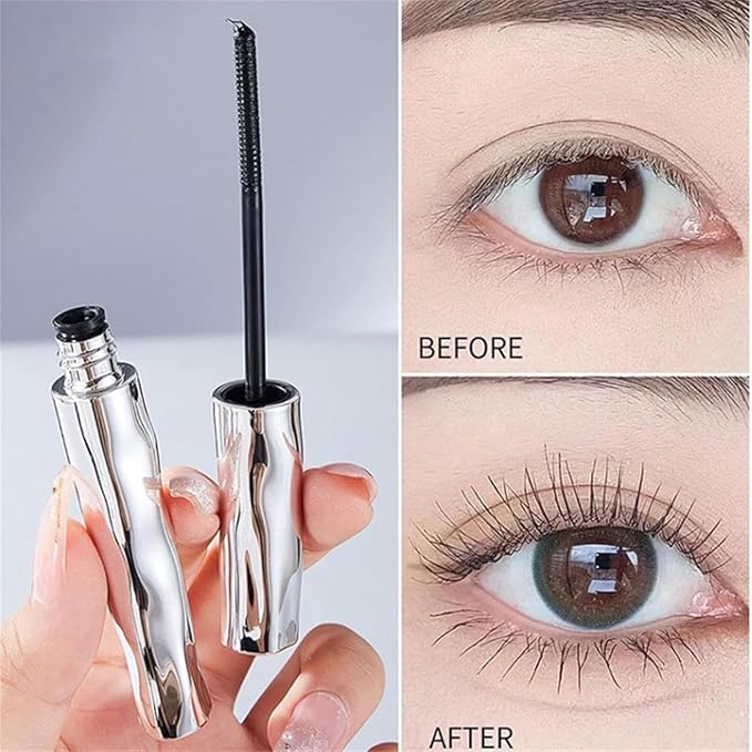 Zkyo Steel Tube Eyelash Primer, Small Steel Tube Mascara, Waterproof Long-Lasting 3D Curling Eyelash Iron with No Flaking, Sweat-Proof, Lengthening, Quick-Drying and Reuse (1pc)