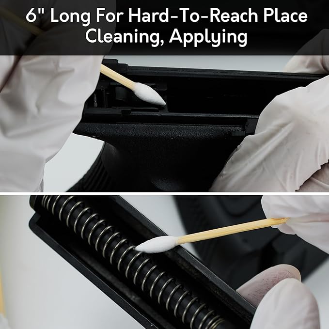 500PCS 6" Gun Cleaning Swabs in Storage Box - Lint Free, Highly Absorbent Long Cotton Cleaning Swab