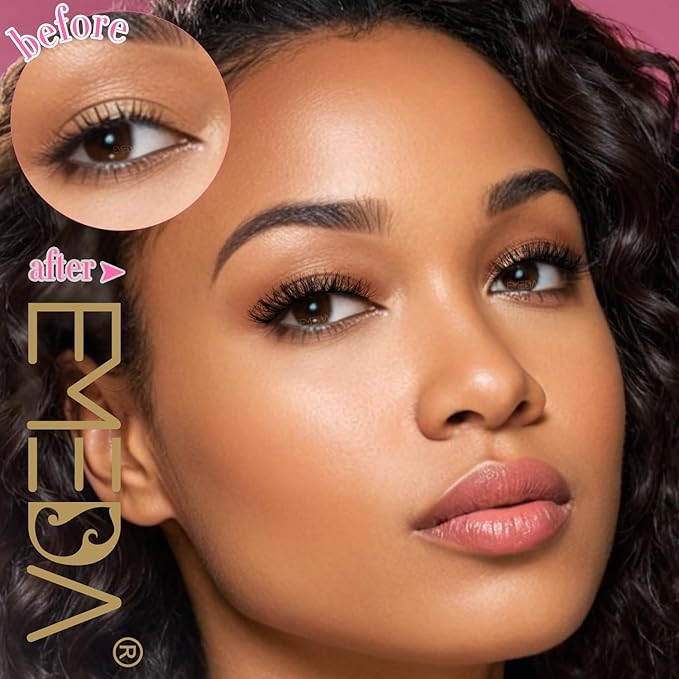 False Lashes Cateye Look Eyelashes - 14 Pairs 12mm Faux 3D Mink False Eyelashes Natural Looking Fluffy Cat Eye Wispy Strip Lashes Pack by EMEDA (ZR01）