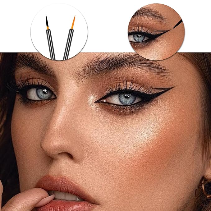 100 Pack Disposable Eyeliner Applicator Eyeliner Brushes Fine Point Ultra-Fine Point Eye Liner Applicator Eye Liner Brush Fine Black Cosmetic Eye Wands Makeup Brushes Tools For Women (Black)