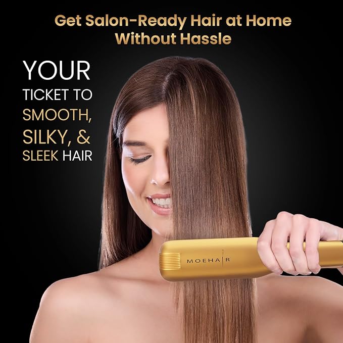 MOEHAIR Professional Titanium Ionic Flat Iron Hair Straightener for Straightening, Waving, Curling, & Flip | 1.5" Ceramic Floating Plates | Adjustable Temperature | Auto Shut Off | for All Hair Types