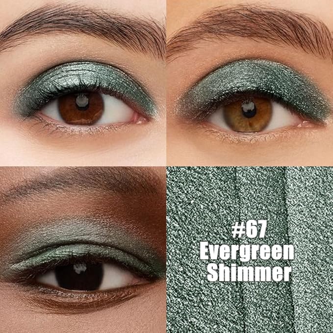 evpct Emerald Green Shimmer Cream Eye Shadow Sticks Brightener Pencils for Women, Green Silky Eyeshadow Applicator Stick Pen Waterproof, Blendable Crease-Proof Stick Eyeshadow Shimmer Eye Makeup 67