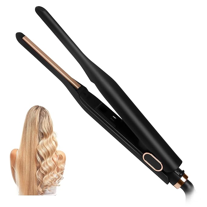 3/10”Thin Pecil Flat lron All in one Styling Tool，Mini Hair Straightener,，Micro Hair Straightener，Small Flat Irons for Short Hair, Curls Bangs, Dual Voltage，Plus Travel Friendly