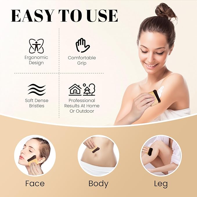 Self Tanner Brush,Large Self Tanning for Self Tan,Kabuki body brush for self tanner,Body Makeup Brush for Leg Makeup,Bronzer Shimmer Glow Blend Brush,Sunless Tanner Makeup Body Brushes (Bamboo)