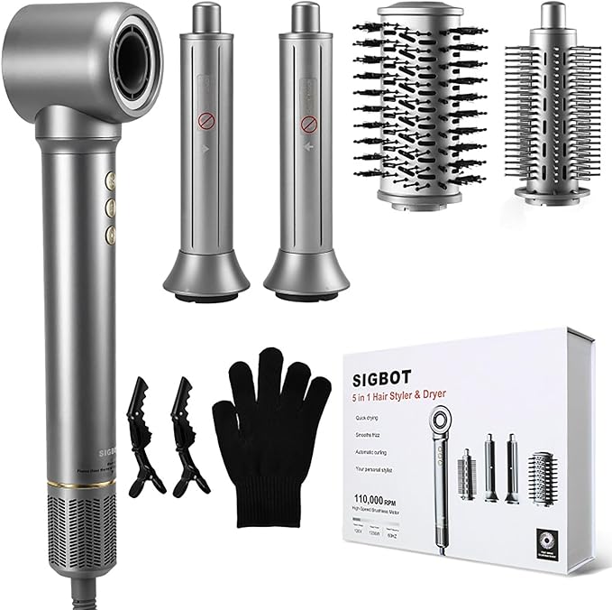 5 in 1 Hair Dryer Brush Set，Professional Blow Dryer Brush,High-Speed Hot Air Styler Wrap for Women,Multi Stylers - Volumize,Curl,Straighten,Frizz-Free,No Heat Damage