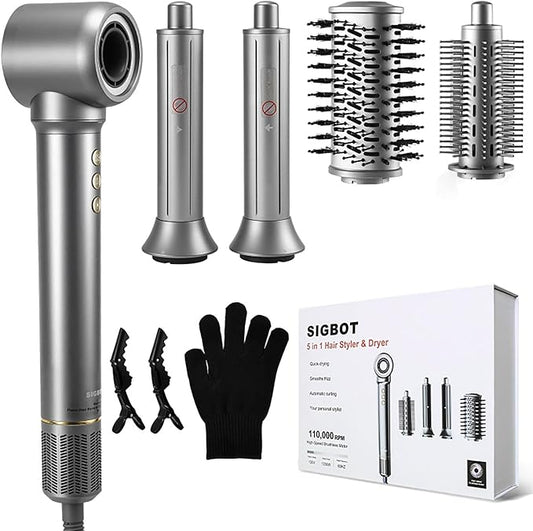 5 in 1 Hair Dryer Brush Set，Professional Blow Dryer Brush,High-Speed Hot Air Styler Wrap for Women,Multi Stylers - Volumize,Curl,Straighten,Frizz-Free,No Heat Damage