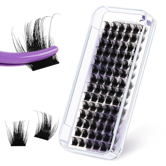 B&Qaugen Lash Clusters Individual Lashes 84 Pcs Ultralight Eyelash Clusters DIY Cluster Eyelash Extensions at Home Wispy Lash Extension Light as Feather Cluster Lashes(F05-D-8-18MIX)