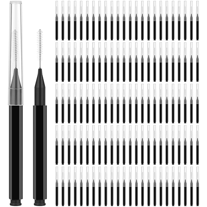 120PCs Micro Eyebrow Spoolies & Laminator Brush Set with Cap, Eyelash Comb, Interdental Brushes, Lash Filler & Eyebrow Lift Tint Tools