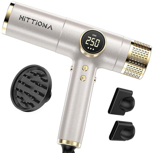 Dual Voltage Travel Hair Dryer with Diffuser - 2000W Professional High-Speed Ionic Blow Dryer for Women, Fast Drying, Low Noise, Lightweight, No Heat Damage, European Travel 110V-120V/220V-240V
