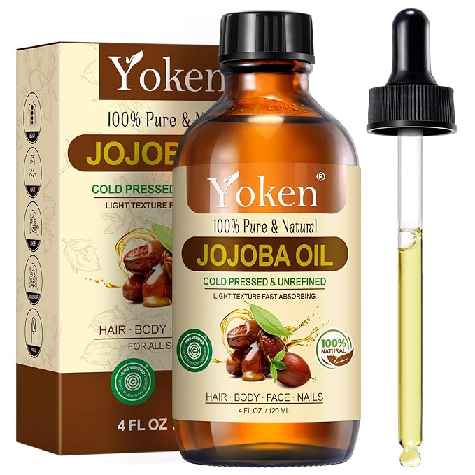 4oz Jojoba Oil (EWG Verified) 100% Pure Cold Pressed Jojoba Oil for Face, Hair, Nails and Skin, Unrefined & Hexane Free, Natural Body Facial Moisturizer Multi-purpose oil Base Carrier Oil