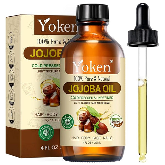 4oz Jojoba Oil (EWG Verified) 100% Pure Cold Pressed Jojoba Oil for Face, Hair, Nails and Skin, Unrefined & Hexane Free, Natural Body Facial Moisturizer Multi-purpose oil Base Carrier Oil