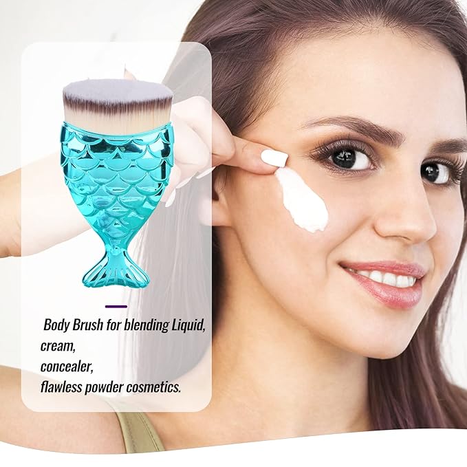 UNIMEIX Sunscreen Brush for Face Kabuki Brush Sunscreen Applicator for Kids Foundation Makeup Brushes for Liquid Foundation Powder Cream Contour Buffing Stippling Blending (Cyanblue)