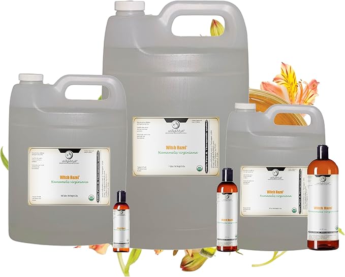 Witch Hazel Natural USP Oil – 100% Pure Astringent with 14% Natural Grain Alcohol | Hamamelis Virginiana Extract for Face, Skin, Hair & Wellness | Half Gallon | 64 Fl Oz | Net Weight 4.2 lbs