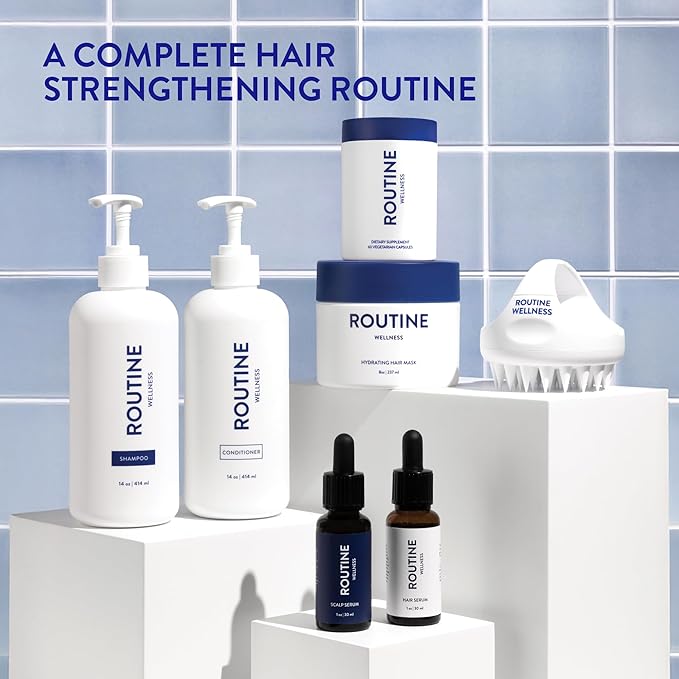 Routine Wellness Hair Treatment Serum for Thinning Hair - Plant-Based Rosemary, Tea Tree & Argan Oils Blend for Strength, Shine & Softer Hair - Clean Ingredients, All Hair Types - 30ml | Thickness, Men & Women