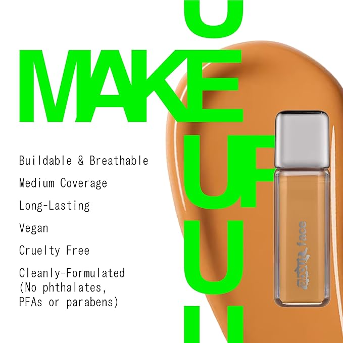 about-face THE PERFORMER Skin-Focused Foundation MD1Warm – Medium Coverage, Long-Wear, Breathable & Buildable Base – Clean, Vegan, Hydrating Formula with Blue Agave & Chlorella – 1.08oz