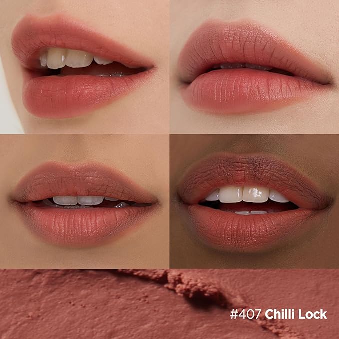 Laka Bulky Matte Lipstick 4g/0.14oz., Long Wear, Non-Drying Lip Stain Stick with High Pigmentation, Voluminous Lips, Vegan, K-Beauty (#408 Chilli Lock)