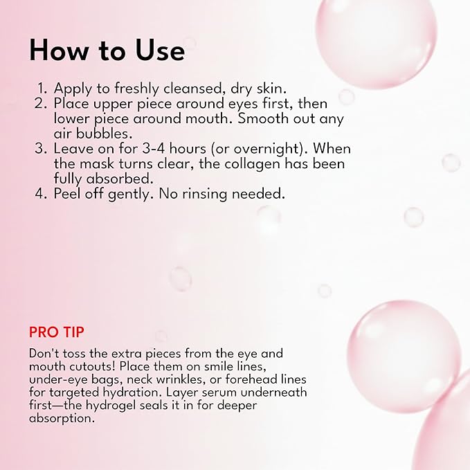 Epielle Deep Hydration BioCollagen Mask 3 Count, Overnight Hydrogel Facial Mask with 500DA Ultra-Low Molecular Collagen, Hyaluronic Acid & Galactomyces Ferment Filtrate, Korean Skin Care