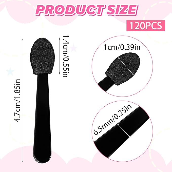 Disposable Eye Shadow Sponge Applicators, 120PCS Dual Sides Eye Shadow Brushes Mini Portable Travel Applicator Sticks Multipurpose for Makeup Nail Art