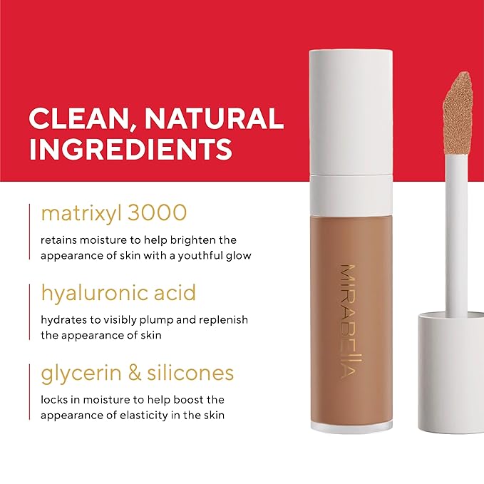 Mirabella Invincible For All Perfecting Under Eye Concealer Full Coverage - Hydrating Makeup Concealer for Dark Circles, Fine Lines & Wrinkles w/Hyaluronic Acid - Deep D220