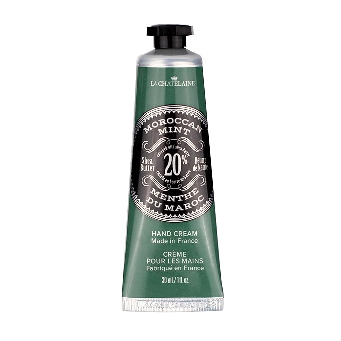 La Chatelaine 20% Shea Butter Hand Cream Travel Size, Men, Unisex, Moisturizing, Nourishing, Extra-Rich Hand Lotion, Made in France, 1 oz / 30ml (Moroccan Mint)