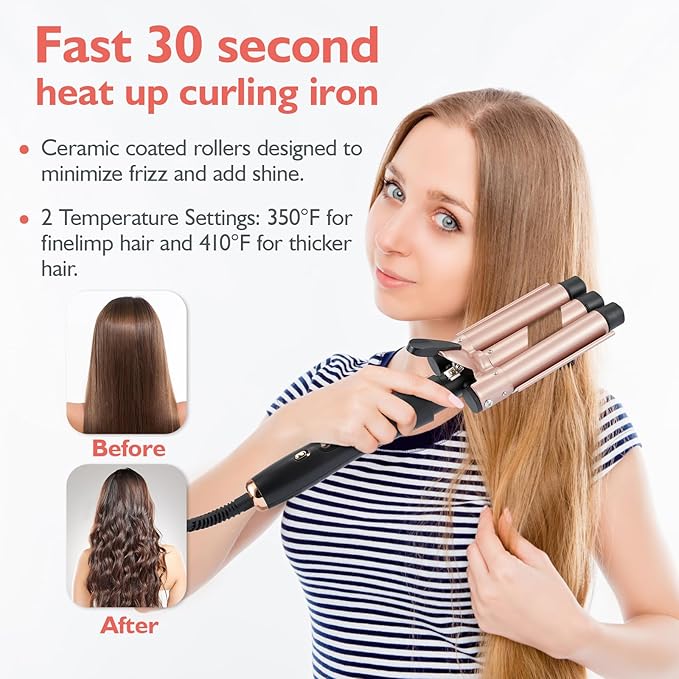 Ideal Swan 8 in 1 Curling Iron Set, Hair Curler Set with Curling Brush and 7 Interchangeable Ceramic curlers Wand (0.35"-1.25”), Hair Curler for Women All Hair Types and Travel Use, Gifts for Women