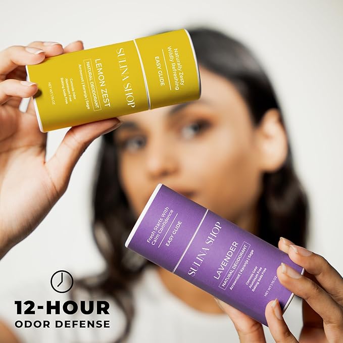 Lavender Natural Deodorant for Women & Men, Aluminum-Free, Baking Soda-Free, 12-Hour Odor Protection, Plant-Based Formula - Soothing Lavender Scent, Gentle on Sensitive Skin