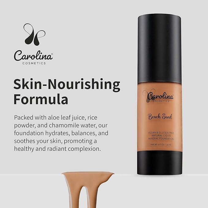 Foundation in Beach Sand Shade Plant-Based - Hydrating, Pore-Minimizing & Buildable Coverage - Vegan, Non-GMO, Paraben-Free - 1oz