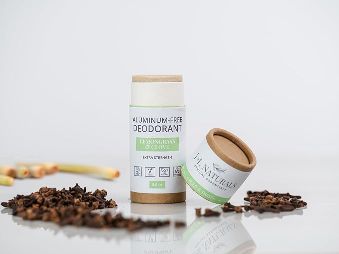 J&L Naturals Aluminum Free Deodorant for Men & Women | 100% Natural Ingredients With Coconut Oil, Shea Butter, & Essential Oils | Sustainable, Eco-Friendly (Lemongrass & Clove, 3.0 Oz (Single))