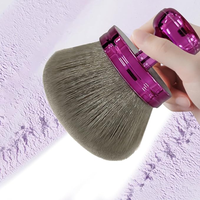 Extra Large Body Brush for Self Tanner, 2.9-Inch Wide Round Head Body Makeup Brush, Soft Synthetic Wool with Drawstring Bag for Face and Legs (Purple)