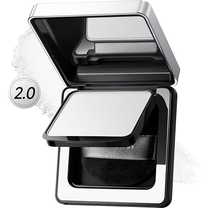2.0 Black Magnet Soft Focus Powder, Waterproof Translucent Pressed Setting Powder, 24H Longlasting Talc-Free Face Powder, Oil Control Compact Makeup,02 Translucent For Oily Skin, 0.28Oz