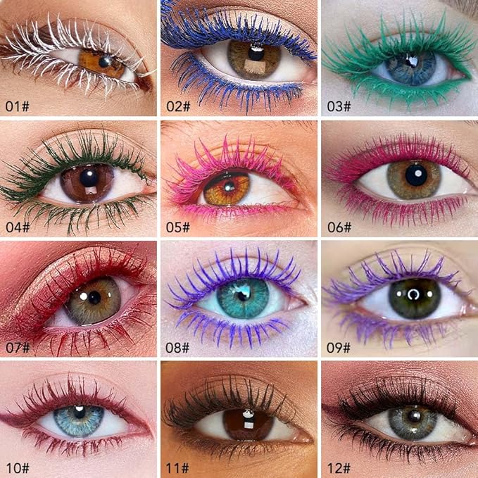 BINGBRUSH 3Pcs-Colored Mascara for Eyelashes, Voluminous Colorful Mascara, Rose Pink Purple Blue Green Red-Lengthening, Defining, Curling, Multiplying Formula