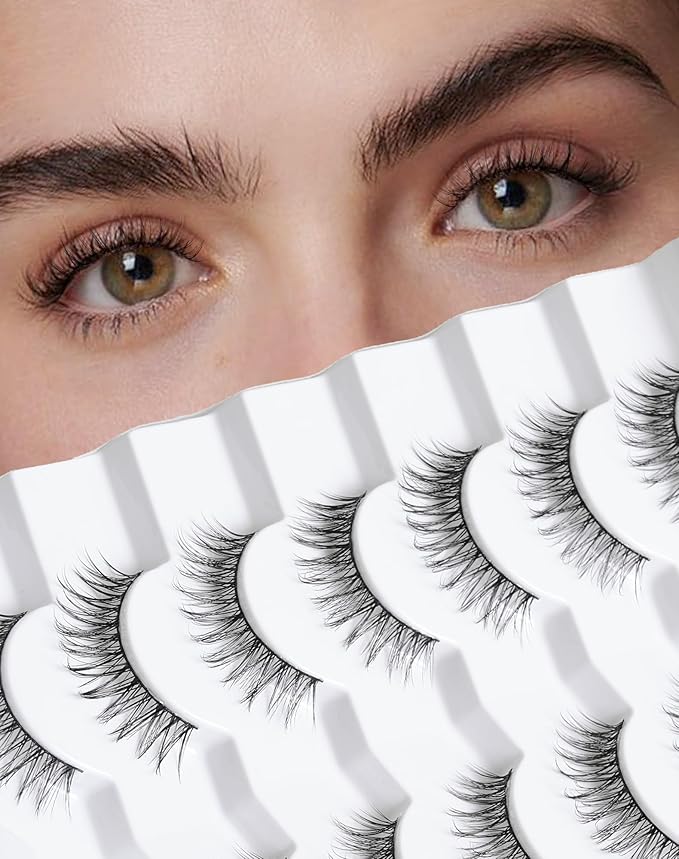 Frihappy Eyelashes Natural False Eyelashes Natural Eyelashes Natural Look Eye Lashes Wispy Fake Eyelashes 10mm Lashes 3D Air-Aquarius
