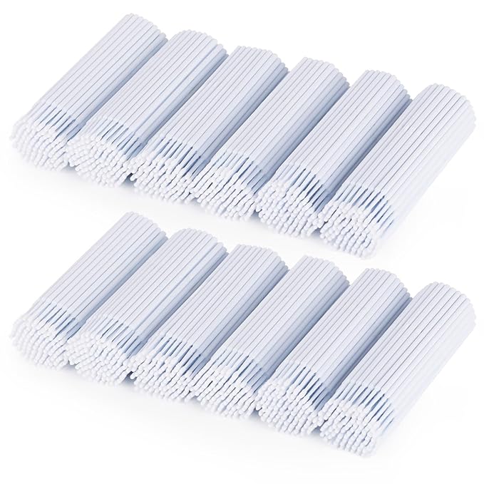 Tbestmax 1200 Pcs Micro Applicator Brush, Micro Swabs, Disposable Eye Lashes Mascara Wands for Eyelash Extension(White)