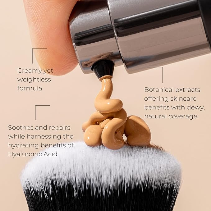 INIKA Organic Full Coverage Liquid Foundation Makeup with Hyaluronic Acid and Argan Oil, Vegan and Organic Foundation for Skin Elasticity and Plumpness, Natural Coverage, Nude, 30ml
