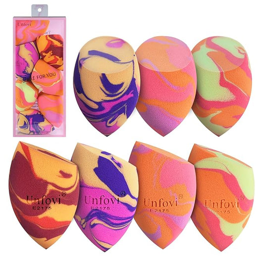 Tri Color Makeup Sponge, Low Absorption Latex Free Soft Makeup Sponges For Foundation,7pcs Beauty Sponge Blender for Power&Cream,Liquid (Multicolor)