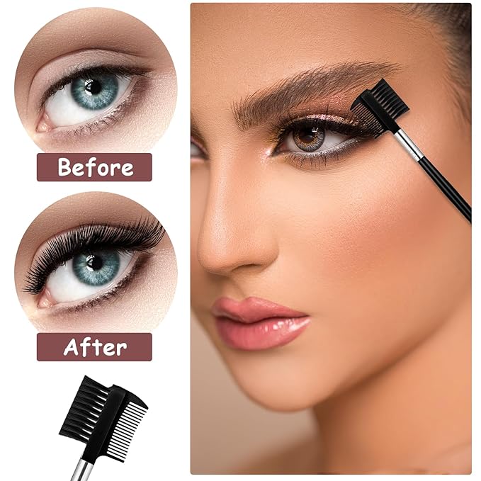 2Pcs Eyebrow Brush Comb and Eyelash Comb Separator, Eyebrow Makeup Brush Wands Eyebrow Lash Separator Tool for Eliminating Mascara Clumps, Grooming Shaping Brow, Separating Lashes, Eyelashes Extension