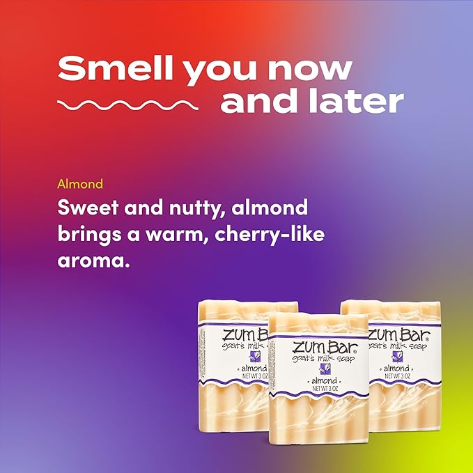 Zum Indigo Wild Goat's Milk Soap Bar - Bar Soap for Hands & Body Made with Essential Oils - 3 oz - Almond (6 Pack)