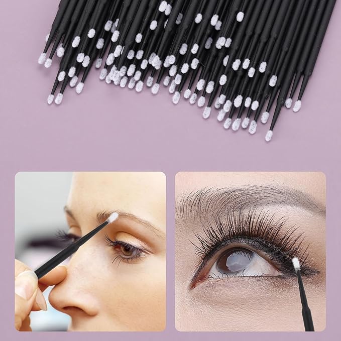 Tbestmax 2000 Pcs Micro Applicator Brush, Micro Swabs, Disposable Eye Lashes Mascara Wands for Eyelash Extension - Black